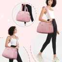 Wandering Nature Personal Item Travel Bag, Small Duffle Bag for Women with Wet Pocket & 14'' Laptop Compartment, Lightweight Carry on Weekender Duffel, Vertical pattern (Pink)