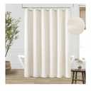 Cream Linen Shower Curtain Natural Boho Farmhouse Shower Curtains for Bathroom Neutral Aesthetic Bath Decor Sheer Cloth Water Repellent Fabric Drapes with Hooks Sets, Birch Ivory, 72x72 Inch