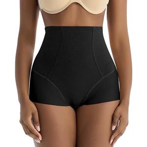 Blueinn High Waist Tummy Control Shapewear Boyshorts Underwear Mesh Shaping Briefs Body Shaper Panties for Women M