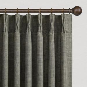 63 Inch Short Olive Green Linen Curtains 2 Panel Set for Small Windows,Pinch Pleated Ktichen Rustic Country Linen Light Filtering Drapes Privacy Back Tab Semi Sheer Curtains 63 Inches Length (Olivine)