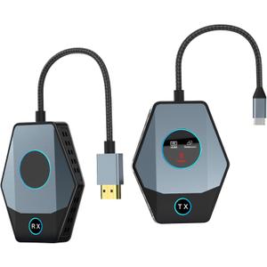 Wireless HDMI Transmitter and Receiver, 2.4G+5.8G Wireless HDMI Extender, 4K Decode Input 1080P Output Low Latency Adapter for Laptop/PC/Camera/Gaming, 165FT/50M