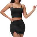 Y2K Women's Sexy 2 Piece Skirt Set Crop Top & Bandeau Mini Dress Summer Bodycon Outfit for Club Vacation Beach