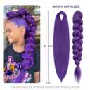 2 x Long Purple Braiding Hair Pre-Stretched - 24 Inch Sythetic Braiding hair Extensions for Braids, Purple Hair for Stage Party Halloween Costume Cosplay (24 Inch, Purple-2P)