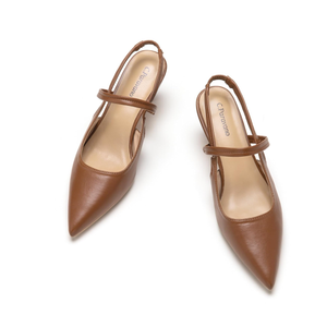 C.Paravano Women's Slingback Flats & Heels - Pointed Toe, Ankle Strap, Comfortable Leather Dress Shoes, 42, 11.5