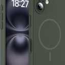 Magnetic for iPhone 16 Case, Compatible with MagSafe, Full Camera Protection, Military-Grade Protection 3.0mm Thicken Silicone Phone Cover for 16 6.1", Dark Green