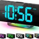 Digital Alarm Clock, Large LED Digital Clock for Bedrooms with 10 Color Changing Night Light, Adjustable Brightness, USB Charging Port, Bedside and Desk Clock for Living Room Office Decor (Black)