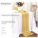 Teruntrue 20 Pack Gold Cheesecloth Table Runner 17x108 Inch, Boho Gauze Sheer Fabric Cheese Cloth Table Runners for Wedding Party Bridal Shower Baby Shower Birthday Home Decor Garden Farmhouse