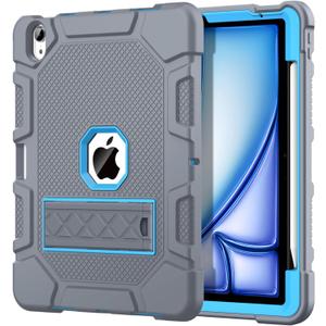 Case for iPad Air 11 Inch M4/M3/M2 (2026/2025/2024), iPad Air 5th/4th Generation 10.9 Inch (2022/2020), Heavy Duty Shockproof Rugged Protective Case with Pencil Holder, Gray