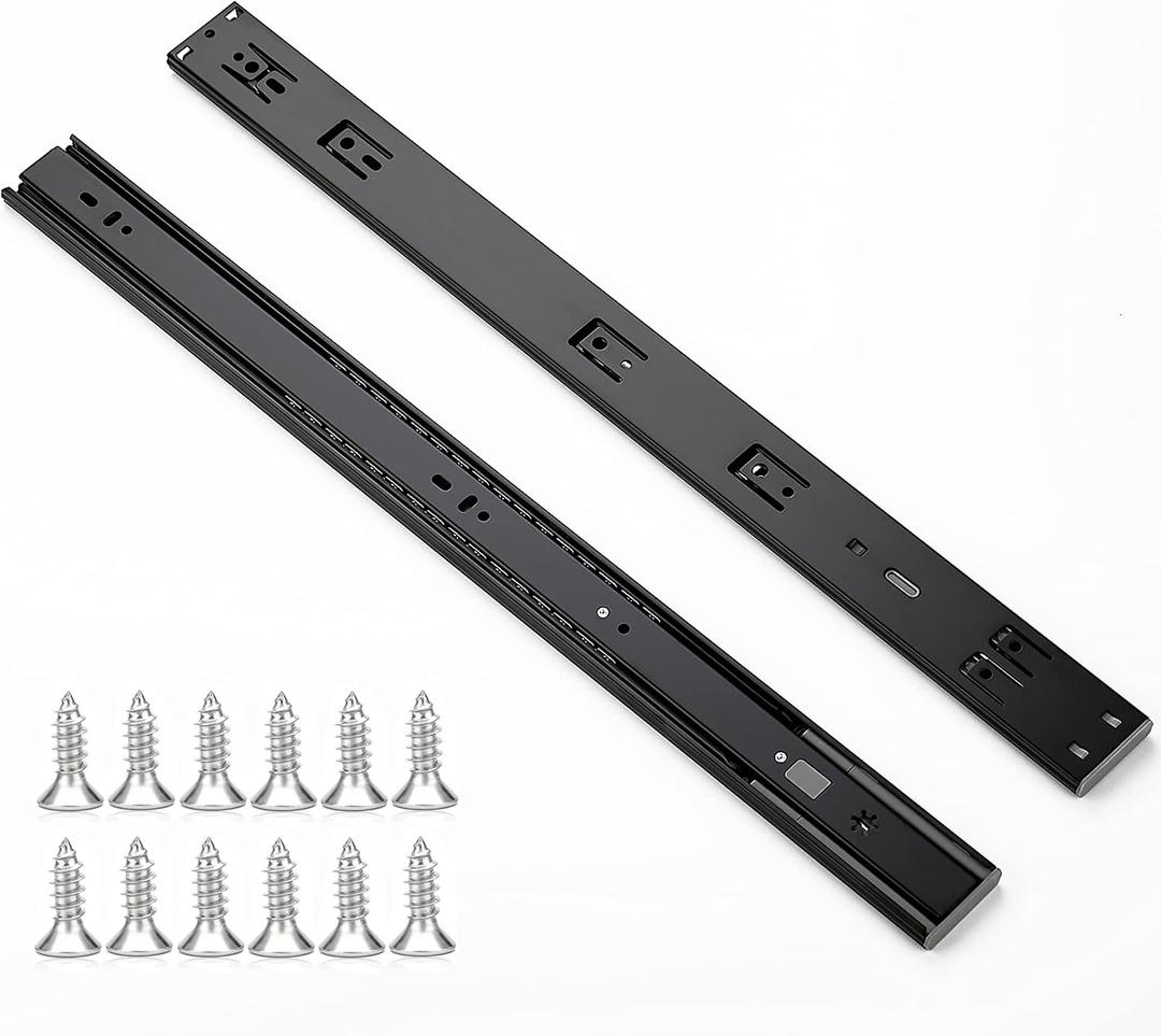 Ravinte 22 Inch Soft Close Drawer Slides 10 Pairs 20 Pack Black Full Extension Ball Bearing Drawer Glide Side Mount