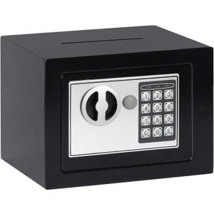 Jssmst Small Safe Box for Money - 0.23CF Mini Safe with Electronic Keypad, Lockable Box for Home Security and Personal Storage, 9.06 x 6.69 x 6.69 inch, Black