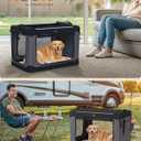 Feandrea Collapsible Dog Crate, 36-Inch Portable Dog Travel Crate for Large Dogs, Oxford Fabric Pet Carrier with 4 Mesh Doors, Handles, Storage Pocket, Water Bottle Holder, Ink Black UPDC019B01