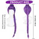 Long Purple Braid Wig, 24 Inch Purple Clip-In Ponytail Wig, Synthetic Braided Ponytail Extension, Pre-Styled Mermaid Hair for Cosplay & Halloween