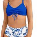 Teen Girls Swimsuits Two Piece Bikini Sets Bathing Suit with Reversible Top & Bottom (Blue, 13-14 Years)