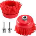 POLIWELL 4 Inch Nylon Filament Brush 2 Pack, 4 Abrasive Bristle Cup Brush Set 5/8"-11 Thread, 1/4" Arbor Max 8500 RPM for Variable Speed Angle Grinder, Polisher and Drill, Prep Surfaces for Bed Liner