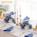 NUPTIO Flower Ball Centerpieces for Tables: Dusty Blue & White Artificial Rose Fake Floral Arrangement for Wedding Party Centerpiece Decorations 9.4 Inch Diameter 2 Pcs