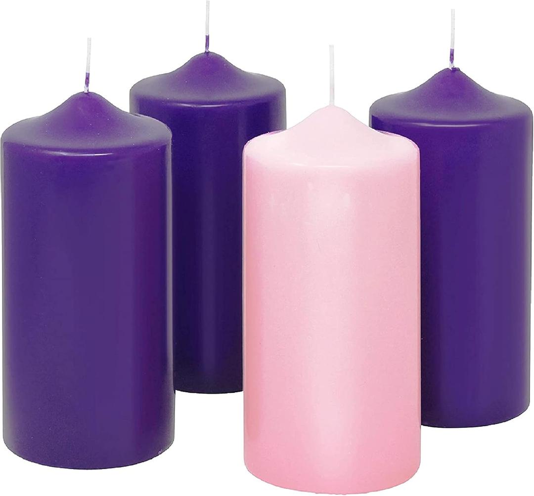 Pillar Advent Candle Set of 4 - Advent Pillar Candles - Made in The USA - Advent Candles for Advent Wreaths and Advent Rings Candle Holder- Premium Hand Dipped Drip-Less Candles