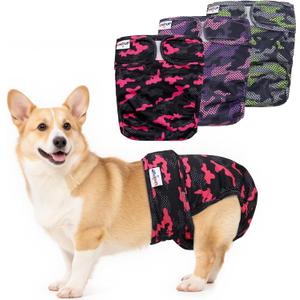 Female Dog Diapers Reusable No Tail Hole Period Panties Washable 3 Pack Diapers Female for Docked-Tail Frenchie French Bulldog Boston Terrier Without Tail U-WWD02S (S(Waistline:11"-15"))