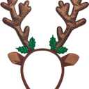 3 x CHUN-YAN Christmas Reindeer Antlers Headband - Deer Antlers Headbands for Christmas Hair Accessories - Reindeer Headbands for Women Holiday Party Favors Supplies
