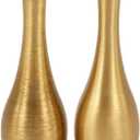 Cabilock Mini Copper Vase Set of 2 Vintage Metal Flower Vases for Desktop Decoration Home Office Table Centerpiece Ornament (Golden)