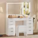 YITAHOME Vanity Desk with LED Mirror, 11 Drawers