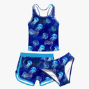 uideazone Girls 3 Piece Bathing Suit Summer UPF 50+ Racerback Swimsuit with Shorts Beach Tankini Sets 8-16 Years
