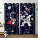 Space Curtains for Boys Room  Astronaut Themed Blackout Grommet Drapes, Thermal Insulated Outer Space Curtains Panels for Kids Bedroom, 42 x 45 Inch (Cute Astronaut_06)