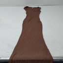 REORIA Women's Summer Casual Lounge Long Dress Elegant Wedding Guest Cap Sleeve Sexy Square V Neck Ribbed Bodycon Maxi Dresses Coffee Small