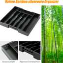 Bellsal Black Silverware Organizer Kitchen Drawer Organizer Expandable Bamboo Utensil Holder Cutlery Tray for Kitchen Utensil and Flatware Bedroom Office