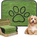 Qeils Washable Pee Pads for Dogs, 2 Pack Super Absorbent Reusable Puppy Pads with Green Long Wool for Potty Training, Floor, Couch, Bed, and Crate,18"x 24"