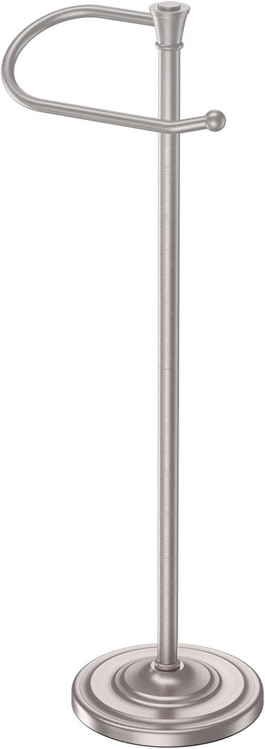 Toilet Paper Holder Free Standing, 25 H Stainless Steel Nickel Toilet Paper Stand, Weighted Base Floor Tissue Roll Holder for Bathroom,Toilet Roll Stand