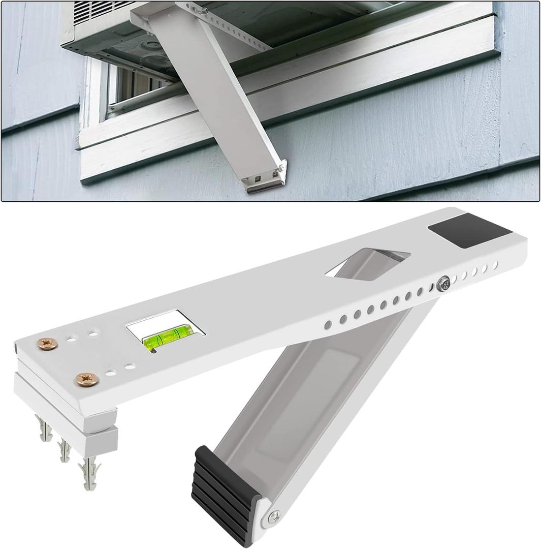 Window Air Conditioner Support Bracket,Relieves Weight Stress On The Window Frame A/C Safe Support Bracket Installs from Inside The House Built-in Bubble Level Window AC Mount Bracket up to 165lbs…