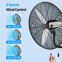 Uthfy 30 Inch High Velocity Wall Mount Fan, 11200CFM Outdoor Industrial Fan with Dual Pull Cord Control, 6 FT Cord, 3 Speeds, Heavy Duty Oscillating Fan for Indoor, Garage, Patio, Workshop Use