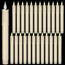 Baquler 24 Pcs 8.8 Inch Ivory Flameless Taper Candles LED Candle Sticks Battery Operated Flickering LED Candlestick Window Plastic Candle for Wedding Halloween Christmas Decor(No Battery)