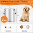 Stainless Steel Dog Food Storage Container,20LB/25LB Airtight Dog Food Storage Container with Lid to Keep Fresh,Easy Clean Large Pet Food Storage Container with Scoop for Cat Food,Chicken Feed,Rice