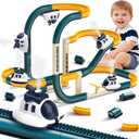 Infowush Electric Race Track Car Toy, Steam Aircraft Track for Kids, Large | Train Set with Smokes & Lights, Toys for 3 4 5 6 7 8 Year Old Boys Girls, Christmas Birthday Party Gift