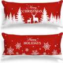 Lanpn Christmas Lumbar Pillowcase 14x36 Set of 2, Red Christmas Tree Snowflake Pillow Cases 14 x 36 Long Big Rectangle Lumbar Bed Pillow Covers Winter Holiday Xmas Throw Pillow Cushion Cover 2 Pack