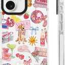 for iPhone 17 Case [Military-Grade Drop Protection/Playful Soft Slim TPU Protective/Camera Protection/Women & Girls] - Y2K Pink Collage Pattern with Cute Animals & Disco Glam