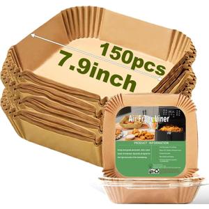 Air Fryer Disposable Paper Liner Square 7.9 Inches, Instant Pot Vortex Plus 4QT Air Fryer Liners, 150Pcs Parchment Paper Liners For 3-6QT Air Fryer, Baking Roasting Microwave