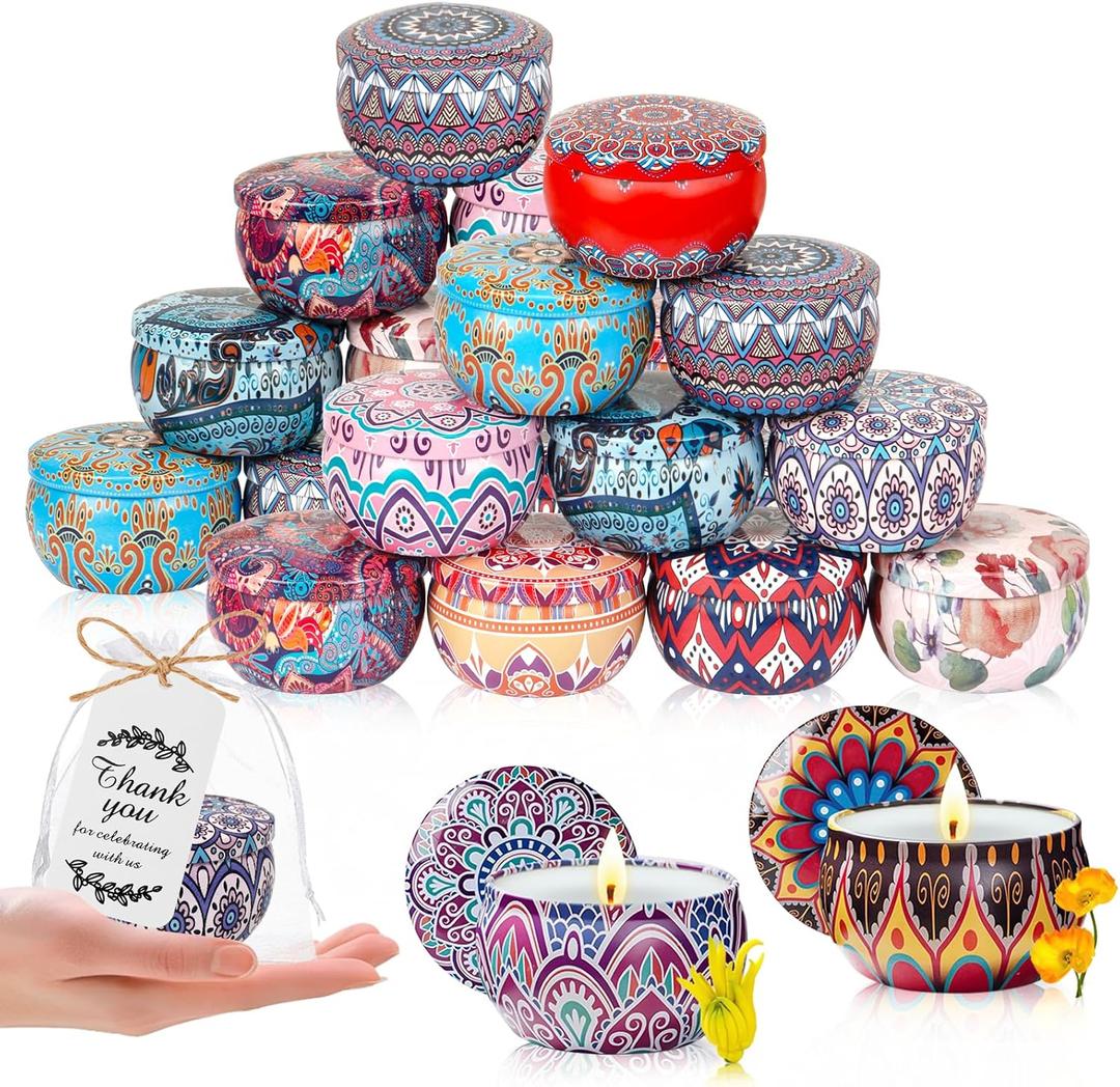 24 Pack Scented Candles Gift Set, Baby Shower Bridal Favors for Guests Housewarming Birthday Party Favors for Adults, Christmas Valentine's Mothers Day Party Give Away Bulk Gifts for Women