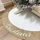 AISENO 48 Inch Christmas Tree Skirt White Thick Luxury Quilted Cotton with Burlap Decoration for Merry Christmas Party Christmas Tree Skirt Decorations