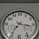 JENLYSTIME 13 Inch Outdoor Clock, Waterproof and Silent, with Thermometer and Hygrometer, Large Numbers for Easy Reading, Perfect for Home, Office, Bedroom, Kitchen, Porch, Garden, Pool (Silver)