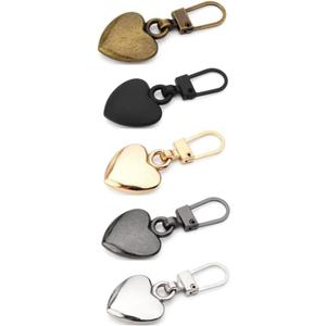 5Pcs Multicolor Journey Studio Heart Shaped Zipper Pull Replacement Metal Zipper Backpack Zippers Mend Fixer Repair for Coats Jackets Pants Luggage,Fasteners, Sewing Notions and Supplies