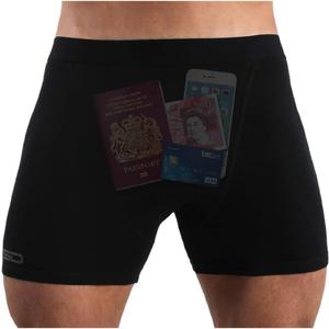 Smuggling Duds Boxer Brief Shorts - Anti Theft, Pickpocket Proof, Travel Pocket Underwear (Super Stealth 1p), Size: X-Large
