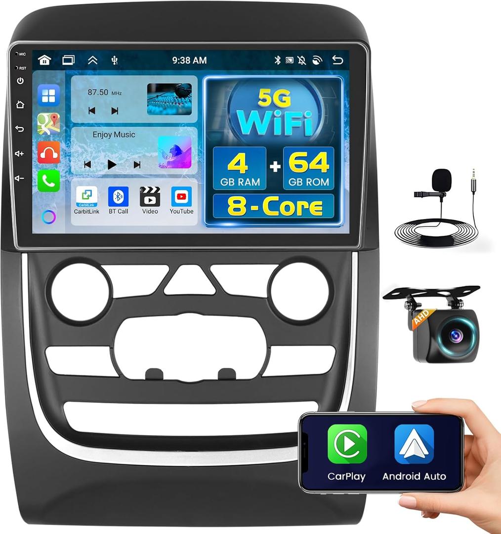 8 Core 4+64GB Android 15 Car Stereo for Dodge Durango 2014-2020 Wireless Carplay Android Auto, 9'' Touchscreen Car Radio with GPS, WiFi, 32EQ DSP, 59 UI, Bluetooth, FM RDS, Backup Camera