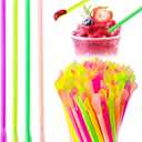 1000 Pieces Snow Cone Spoon Straws,Disposable Plastic Drinking Straw,Colorful Long Spoon Straws for Milkshake Shaved Ice