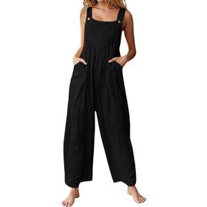 loveimgs Women's Loose Sleeveless Printed Bib Overalls Pockets Wide Leg Palazzo Pants Tank Jumpsuit Size M