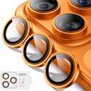 for iPhone 17 Pro Max/iPhone 17 Pro Lens Protector[Shatterproof 9H Tempered Glass] [1:1 Invisible Ultra Clarity Cover,Orange
