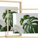 Egofine 11x14 Floating Frames Set of 2, Double Plexiglass Picture Frame, Made of Solid Wood Display Any Size Photo up to 11x14, Wall Mount or Tabletop Standing, Natural Wood