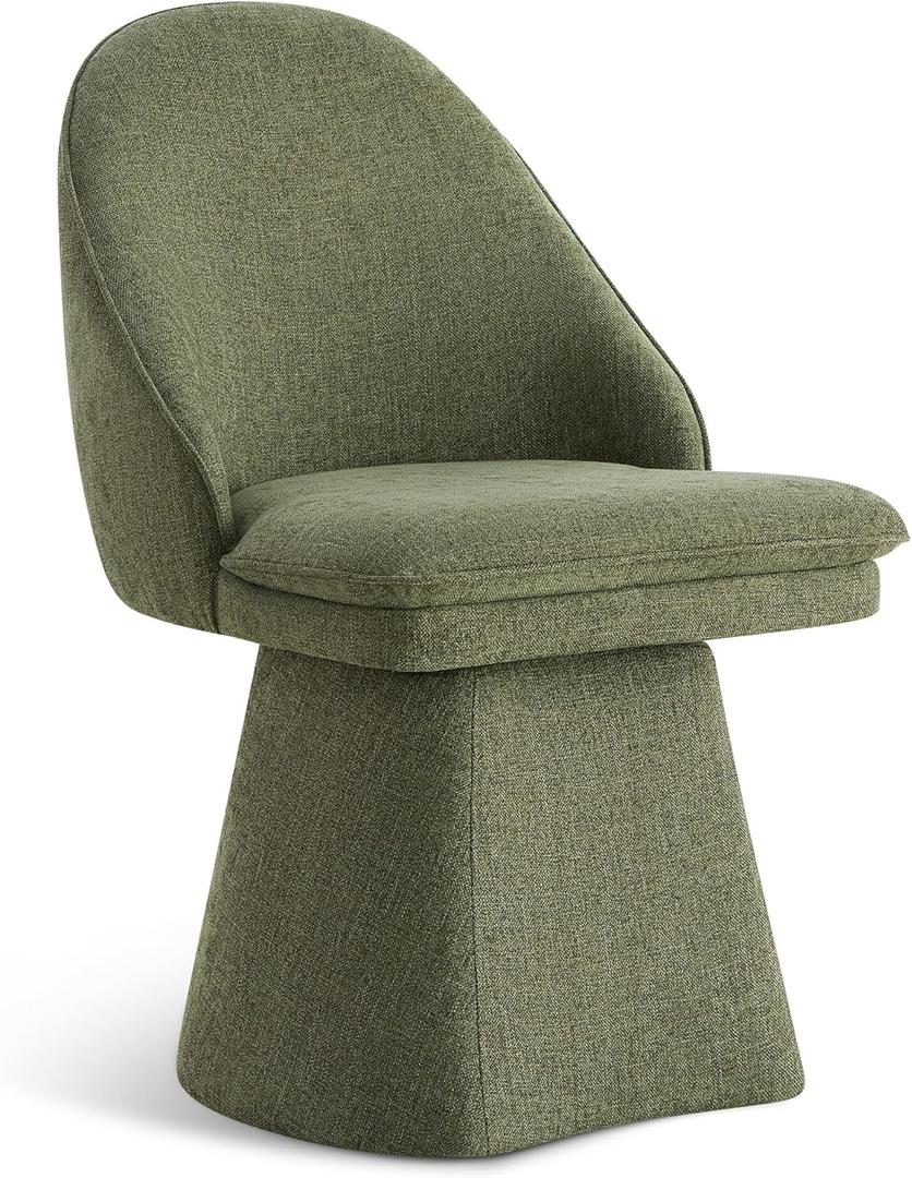 Swivel Dining Chairs Modern Desk Chair Upholstered Linen Fabric Side Chair for Kitchen Dining Room Bedroom,Moss Green,1 Box