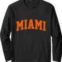 Miami Florida FL Vintage Retro Orange Athletic Sports Gift Long Sleeve TShirt, S